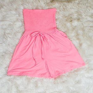 Women's Stetchable  Tube Romper Bright Pink